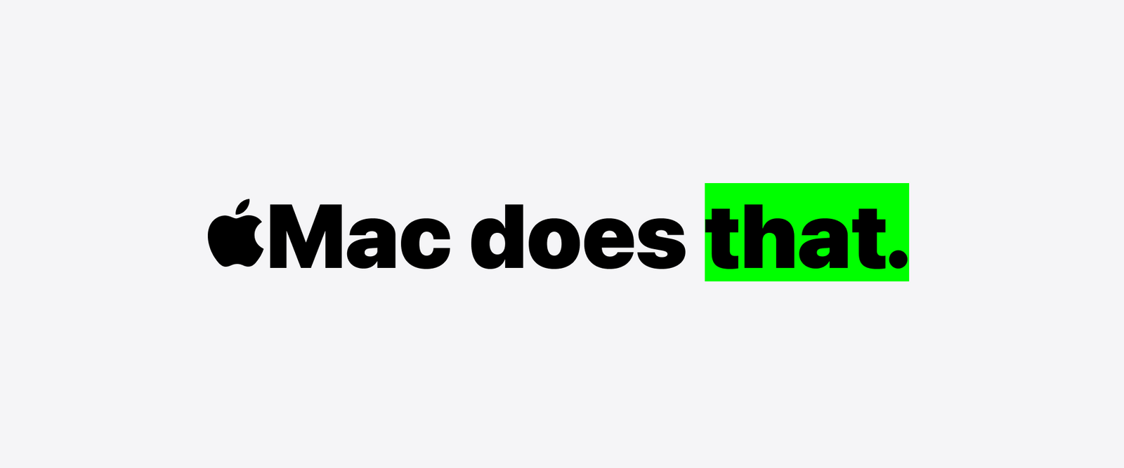 Mac does business, Mac does that text with Apple logo on white background